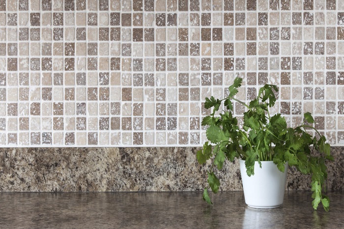 Green herbs on kitchen Stone Art and Stone Flooring